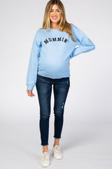 Light Blue "MOMMIN" Graphic Maternity Sweatshirt