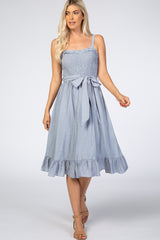 Blue Ruffle Smocked Dress