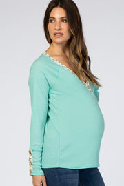 Mint Floral Accent Maternity Top