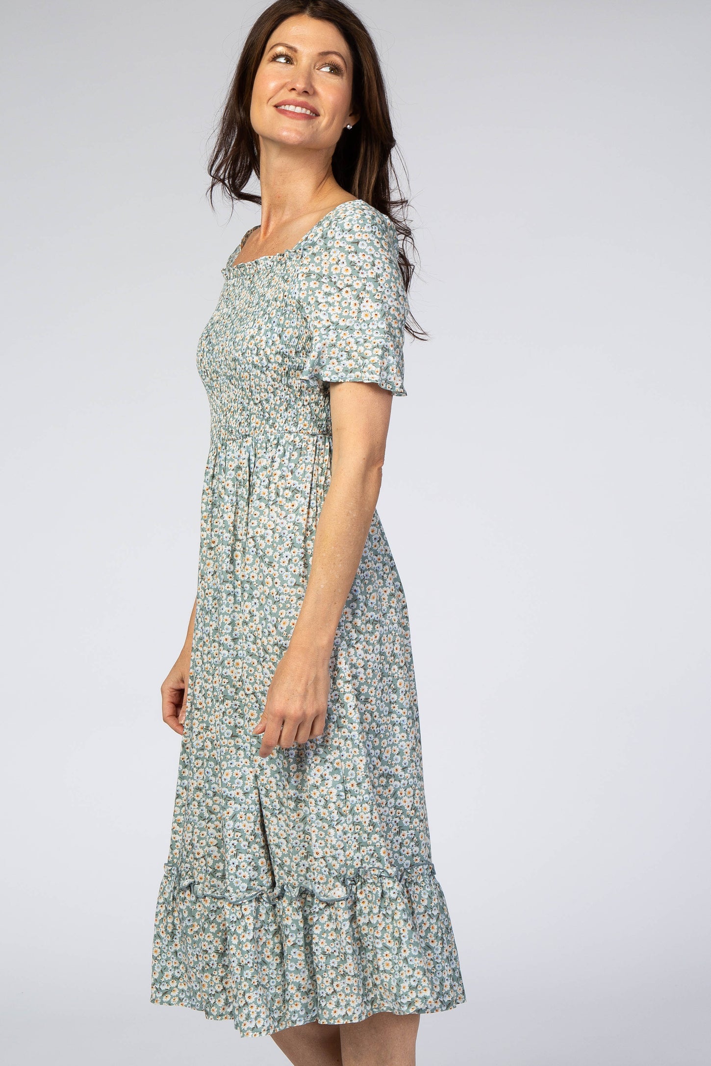 Light Blue Floral Ruffle Midi Dress Light Blue Floral Ruffle Midi Dress