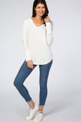 White Knit Long Sleeve Top