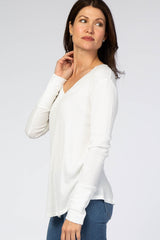 White Knit Long Sleeve Top