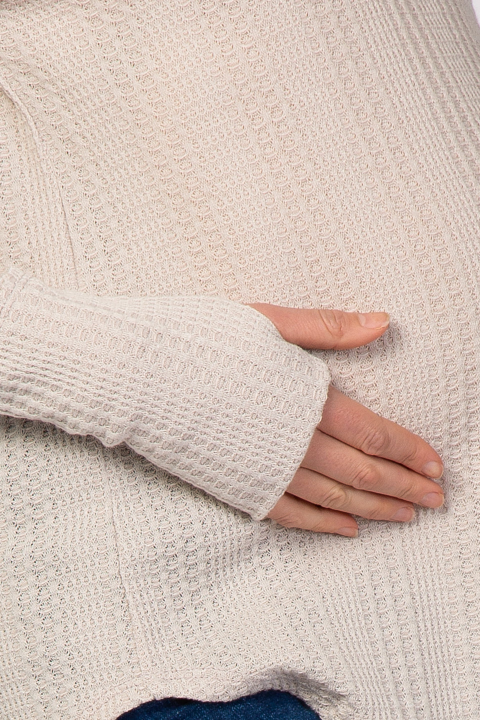 Light Grey Knit Round Hem Maternity Long Sleeve Top– PinkBlush