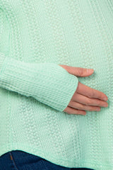 Mint Knit Round Hem Maternity Long Sleeve Top