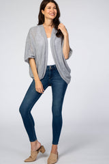 Grey Woven Knit Dolman Cover Up
