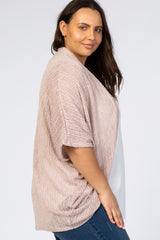 Light Pink Woven Knit Dolman Plus Cover Up