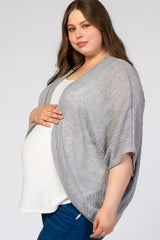 Grey Woven Knit Dolman Maternity Plus Cover Up
