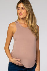 Mauve Knit Sleeveless Maternity Top