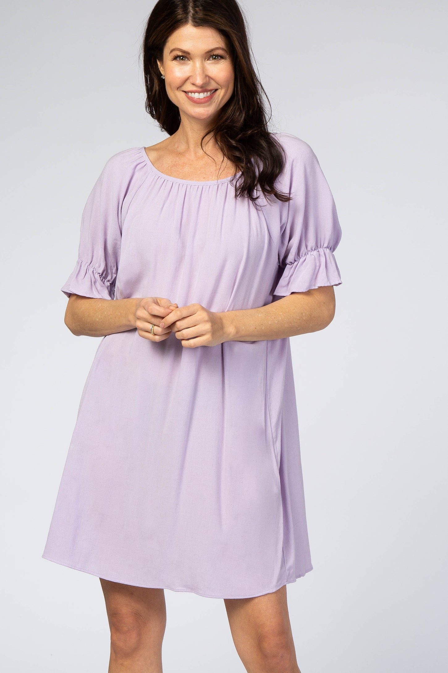 Lavender Knot Back Short Sleeve Maternity Dress
