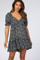 Black Floral Maternity Mini Dress