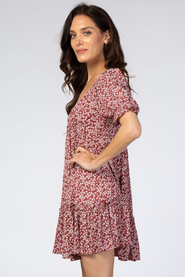 Rust Floral Mini Dress