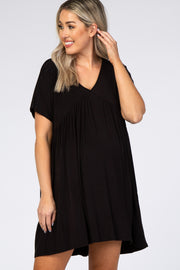 Black V-Neck Dolman Maternity Dress