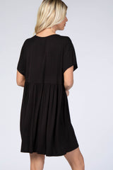Black V-Neck Dolman Dress