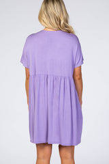 Lavender V-Neck Dolman Maternity Dress