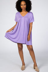 Lavender V-Neck Dolman Maternity Dress