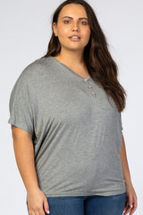 Heather Grey Button Front Plus Tunic
