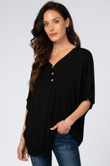 Black Button Front Maternity Tunic