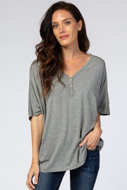 Heather Grey Button Front Tunic