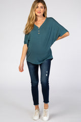 Teal Button Front Maternity Tunic