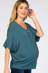 Teal Button Front Maternity Tunic