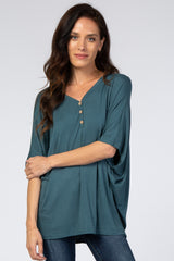 Teal Button Front Tunic