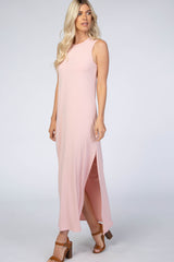 Light Pink Side Slit Maxi Dress