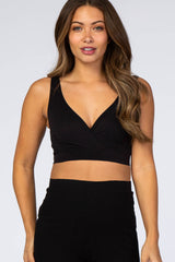 Black Seamless Wrap Front Maternity/Nursing Bra