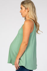 Mint Ribbed Sleeveless Maternity Top