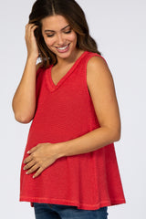 Coral Waffle Knit V-Neck Maternity Top