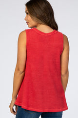 Coral Waffle Knit V-Neck Maternity Top