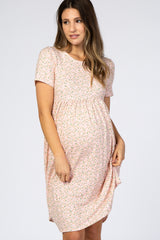 PInk Floral Short Sleeve Maternity Dress