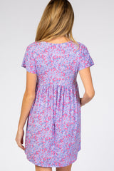 Lavender Floral Short Sleeve Maternity Dress