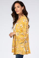 Mustard Floral Ruffle Hem Cover Up