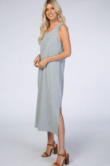Grey Sleeveless Midi Dress