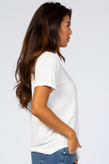 Ivory Rolled Cuff Short Sleeve Top