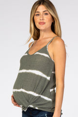 Olive Tie Dye Striped Maternity Tank Top