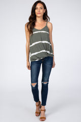 Olive Tie Dye Striped Tank Top