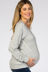 Heather Grey Soft Long Sleeve Maternity Top