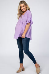Lavender Baby Doll Maternity Blouse