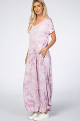 Lavender Tie Dye V-Neck Maxi Dress