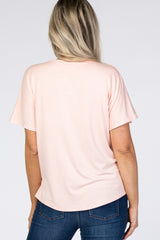 Light Pink Tie Front Short Sleeve Maternity Top