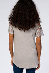 Heather Grey Lace Sleeve Top