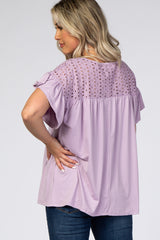 Lavender Eyelet Accent Maternity Top