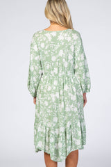Mint Floral Silhouette Print Maternity Dress