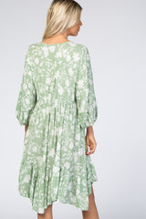 Mint Floral Silhouette Print Dress