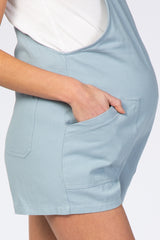 Light Blue Tie Knot Maternity Short Overalls