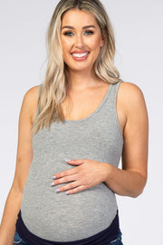 Heather Grey Sleeveless Ribbed Maternity Bodysuit