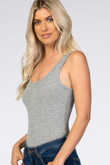 Heather Grey Sleeveless Ribbed Bodysuit