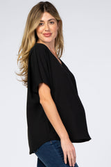 Black Short Sleeve Maternity Blouse