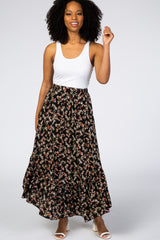 Black Floral Ruffle Skirt
